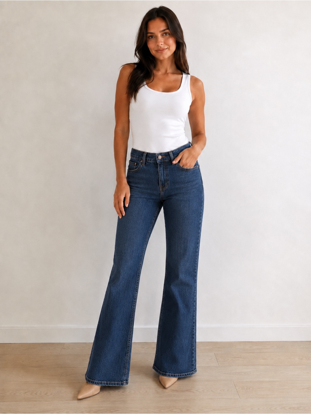Abercrombie & Fitch Navy High-Rise Wide-Leg Jeans